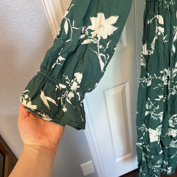 Women's Plus Ava & Viv Green Floral Tie-Neck Maxi Dress Size X - Picture 6 of 11